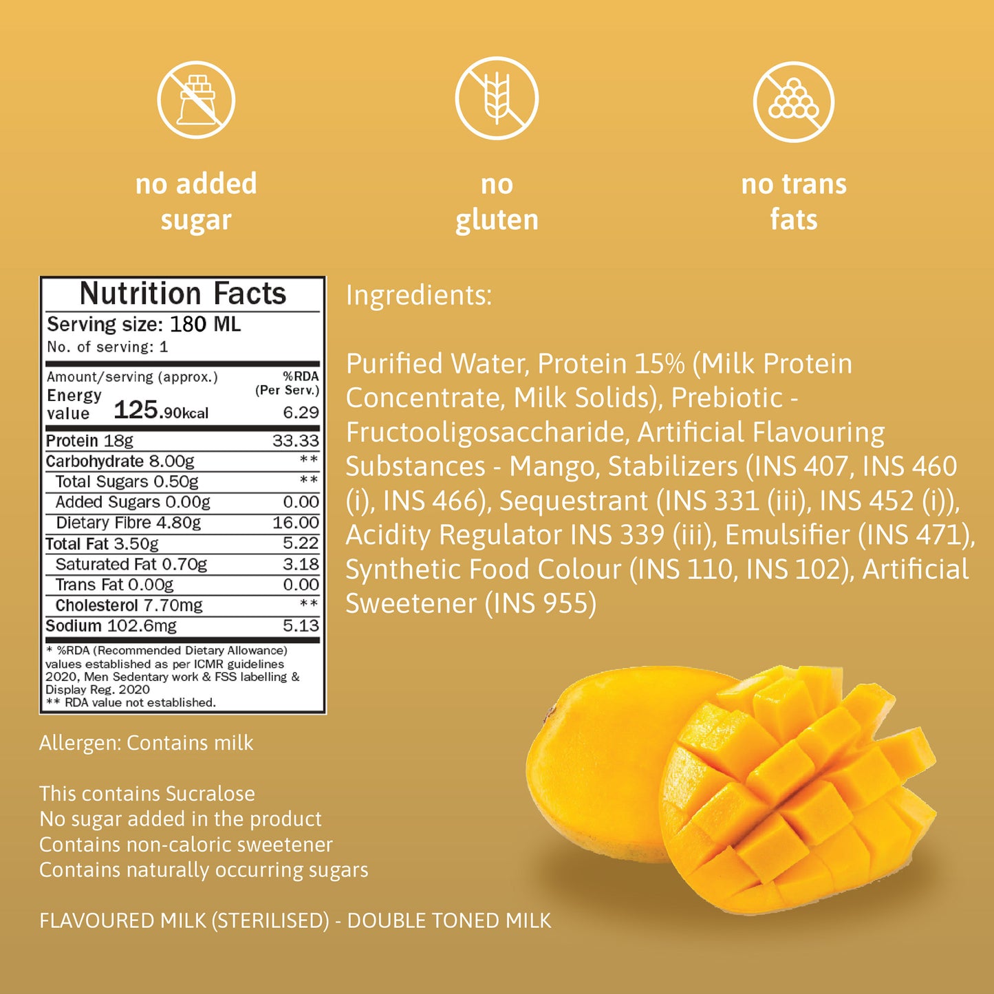 Mango Magic- 18g Protein Milkshake